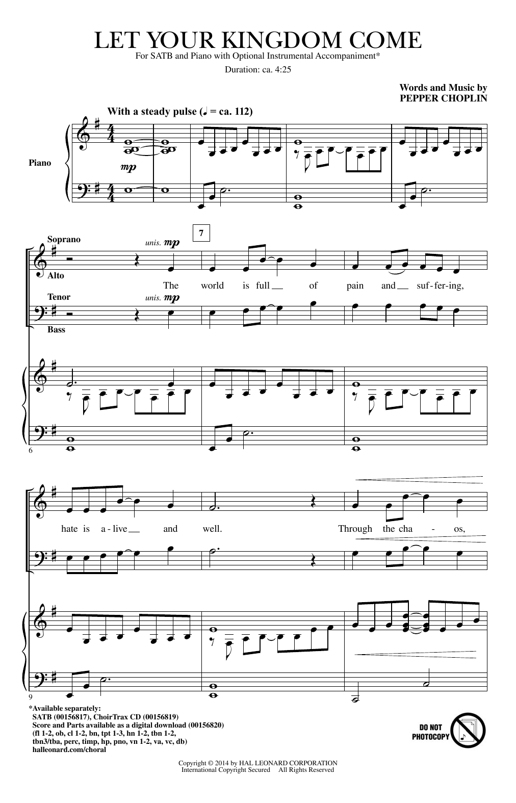 Pepper Choplin Let Your Kingdom Come sheet music notes and chords. Download Printable PDF.