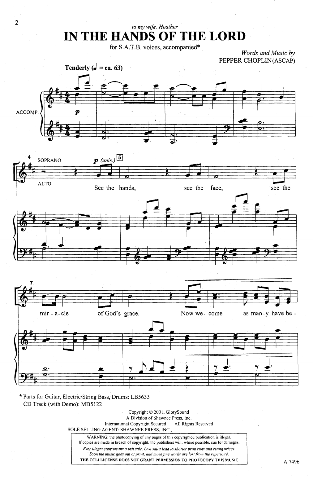 Learn to play Pepper Choplin In The Hands Of The Lord sheet music for SATB Choir in minutes. Price: 3.9900$ Pepper Choplin In The Hands Of The Lord sheet music notes and chords arranged for SATB Choir