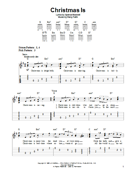 Percy Faith Christmas Is sheet music notes and chords. Download Printable PDF.