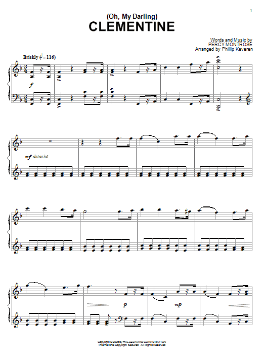 Percy Montrose "(Oh, My Darling) Clementine" Sheet Music Notes, Chords | Score Chords/Lyrics Download SKU: 80662