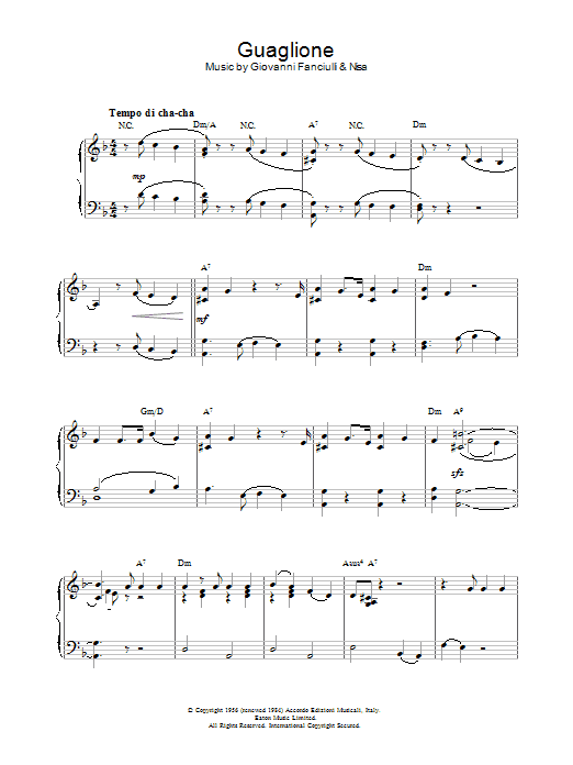 Perez Prado Guaglione sheet music notes and chords. Download Printable PDF.