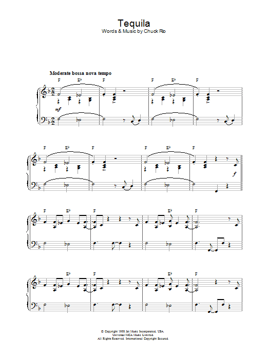 Perez Prado Tequila sheet music notes and chords. Download Printable PDF.