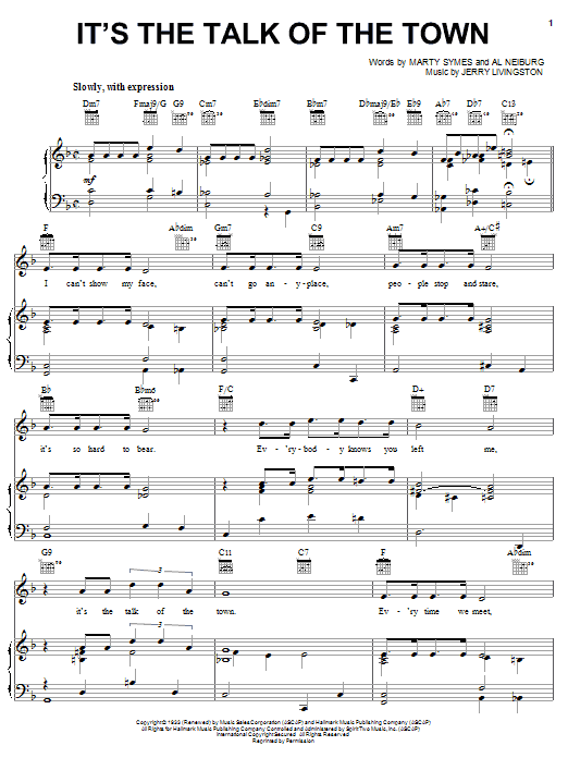 Learn to play Perry Como It's The Talk Of The Town sheet music for Piano, Vocal & Guitar (Right-Hand Melody) in minutes. Perry Como It's The Talk Of The Town sheet music notes and chords. Download Printable PDF.
