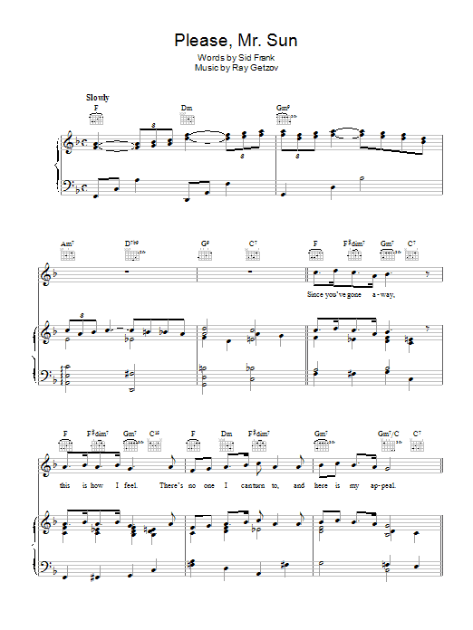 Perry Como Please, Mr. Sun sheet music notes and chords. Download Printable PDF.