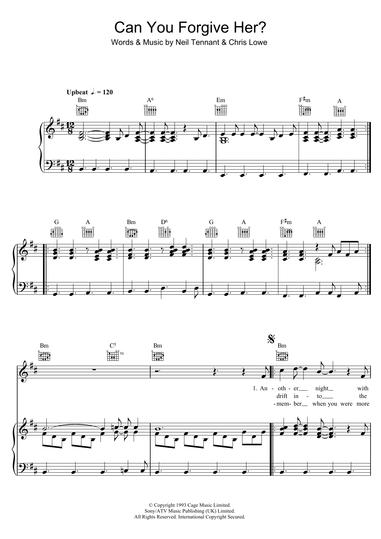 Learn to play Pet Shop Boys Can You Forgive Her? sheet music for Piano, Vocal & Guitar (Right-Hand Melody) in minutes. Pet Shop Boys Can You Forgive Her? sheet music notes and chords. Download Printable PDF.