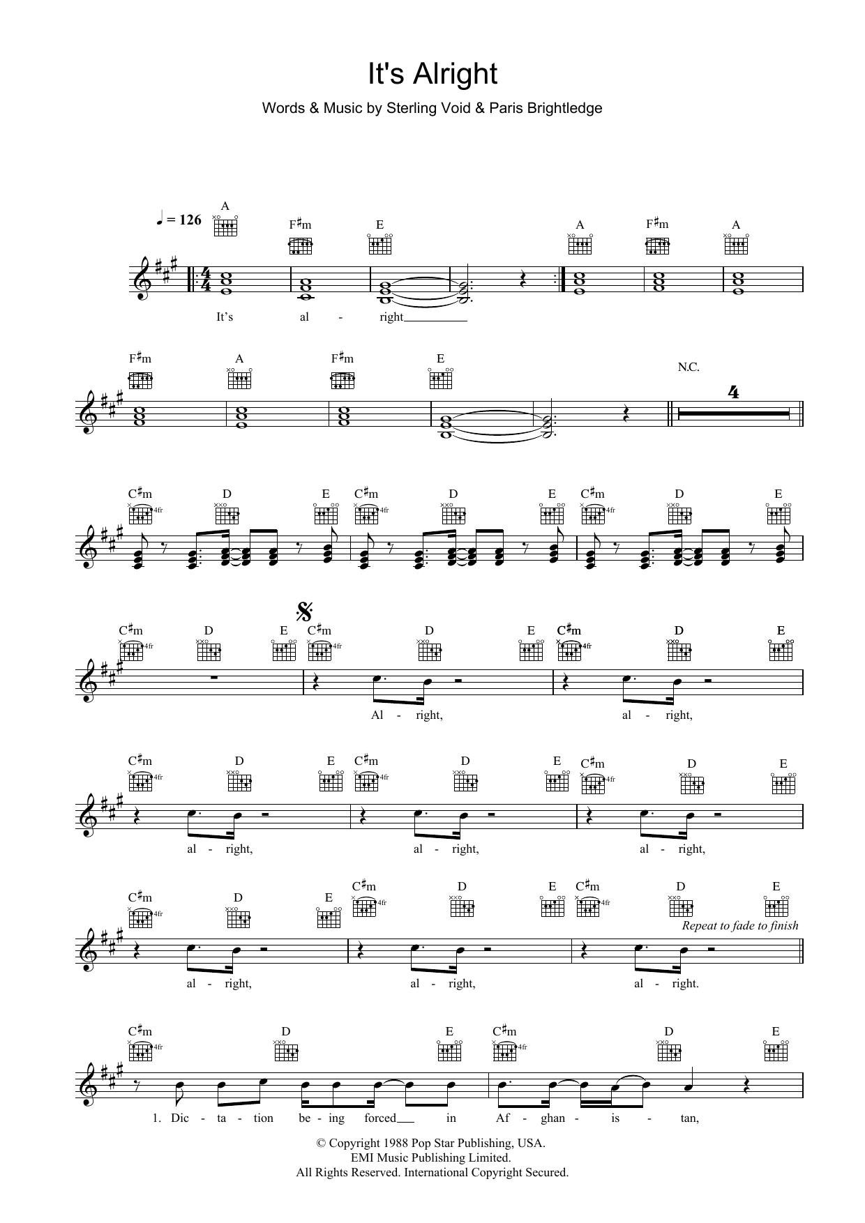 Learn to play Pet Shop Boys It's Alright sheet music for Lead Sheet / Fake Book in minutes. Price: 5.9900$ Pet Shop Boys It's Alright sheet music notes and chords arranged for Lead Sheet / Fake Book