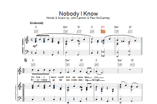 The Beatles Nobody I Know sheet music notes and chords. Download Printable PDF.