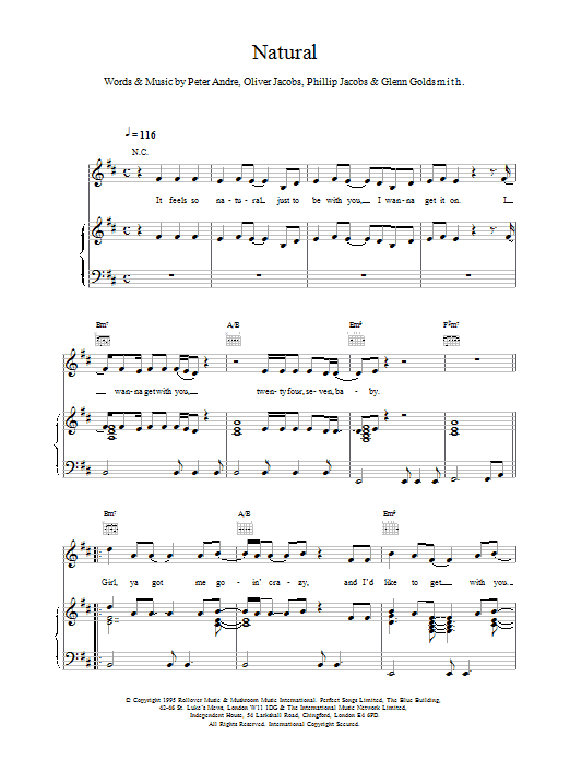 Peter Andre Natural sheet music for Piano, Vocal & Guitar (Right-Hand Melody) in minutes. Price: 7.8900$ Peter Andre Natural sheet music notes and chords. Download Printable PDF.