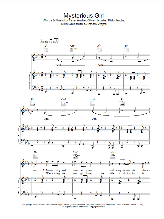 Peter Andre Mysterious Girl sheet music for Piano, Vocal & Guitar in minutes. Price: 7.8900$ Peter Andre Mysterious Girl sheet music notes and chords. Download Printable PDF.