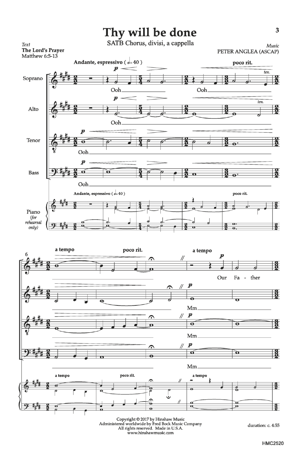Learn to play Peter Anglea Thy Will Be Done sheet music for SATB Choir in minutes. Price: 3.9900$ Peter Anglea Thy Will Be Done sheet music notes and chords arranged for SATB Choir