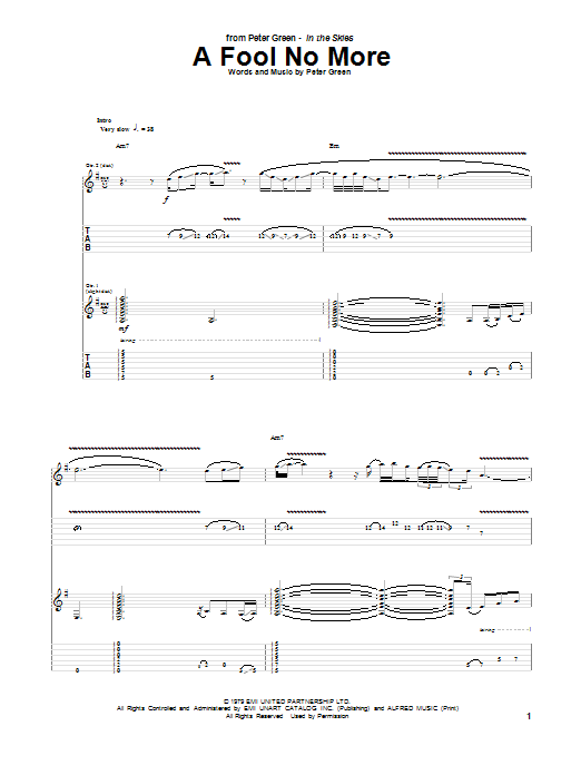 Learn to play Peter Green A Fool No More sheet music for Guitar Tab in minutes. Peter Green A Fool No More sheet music notes and chords. Download Printable PDF.
