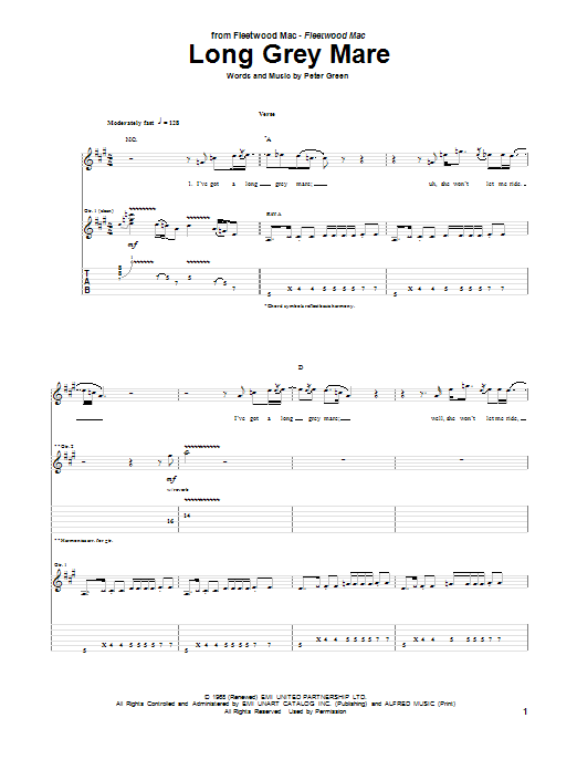 Learn to play Peter Green Long Grey Mare sheet music for Guitar Tab in minutes. Peter Green Long Grey Mare sheet music notes and chords. Download Printable PDF.