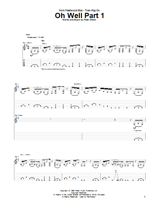 Learn to play Peter Green Oh Well Part 1 sheet music for Guitar Tab in minutes. Peter Green Oh Well Part 1 sheet music notes and chords. Download Printable PDF.