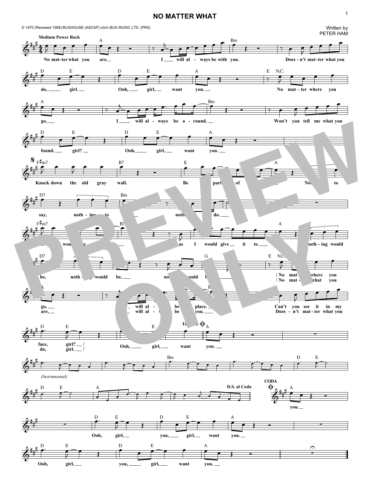 Peter Ham "No Matter What" Sheet Music PDF Notes, Chords | Rock.