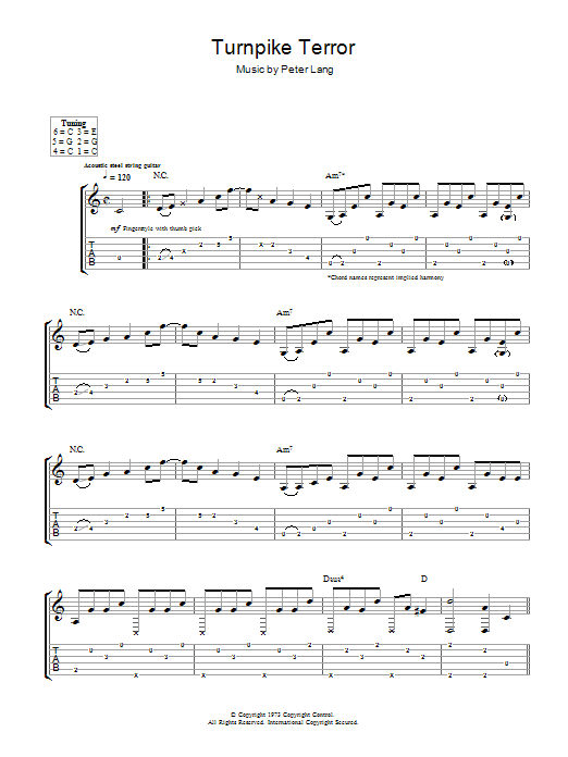 Peter Lang Turnpike Terror sheet music notes and chords. Download Printable PDF.