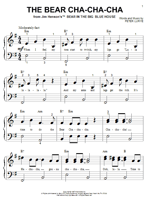 Peter Lurye The Bear Cha-Cha-Cha sheet music notes and chords. Download Printable PDF.