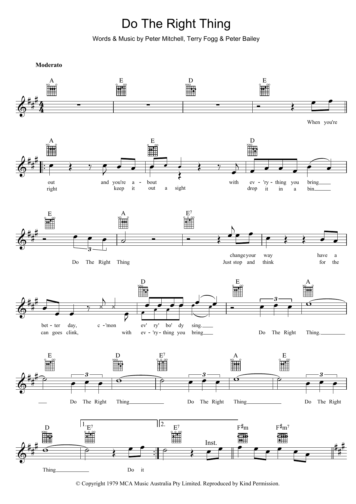 Peter Mitchell Do The Right Thing sheet music notes and chords arranged for Lead Sheet / Fake Book