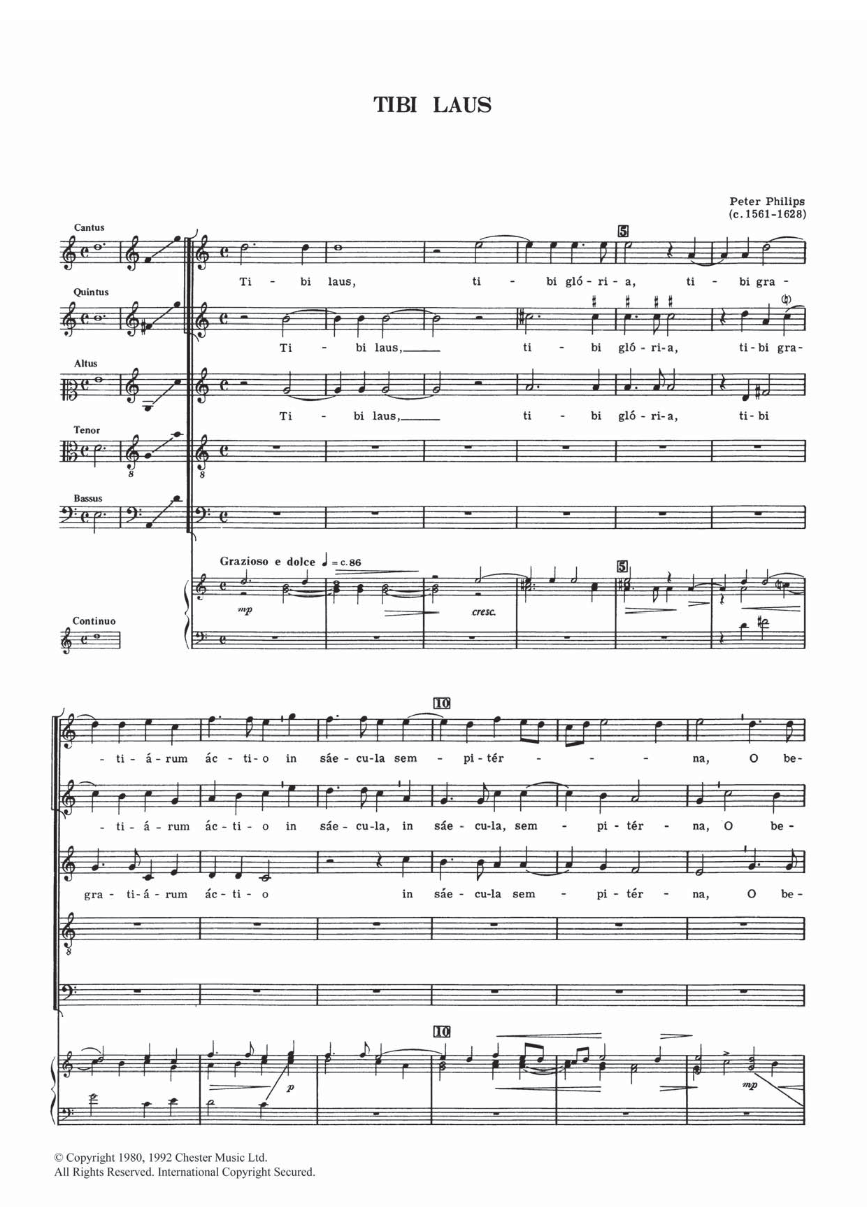 Peter Philips Tibi Laus sheet music notes and chords. Download Printable PDF.