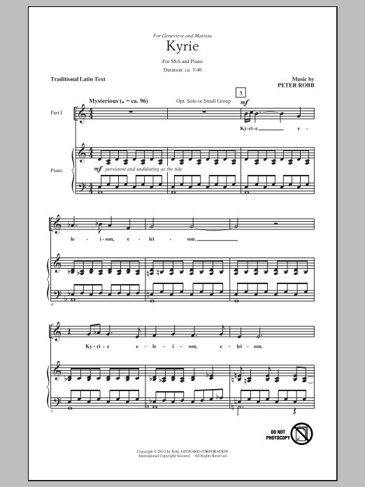 Peter Robb Kyrie And Sanctus sheet music notes and chords. Download Printable PDF.