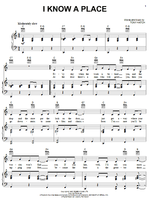 Learn to play Petula Clark I Know A Place sheet music for Lead Sheet / Fake Book in minutes. Price: 5.9900$ Petula Clark I Know A Place sheet music notes and chords arranged for Lead Sheet / Fake Book