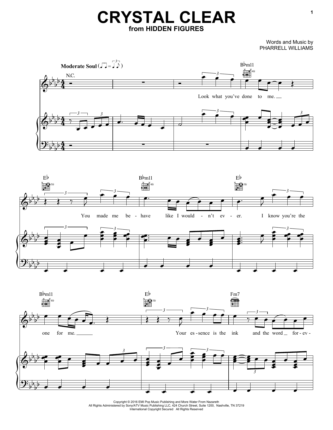 Pharrell Williams Crystal Clear sheet music notes and chords. Download Printable PDF.