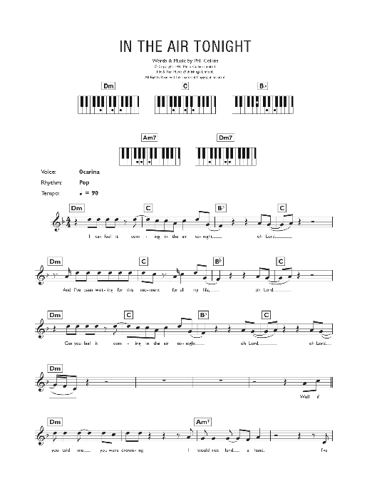 Download Phil Collins 'In The Air Tonight' Sheet Music, Chords.