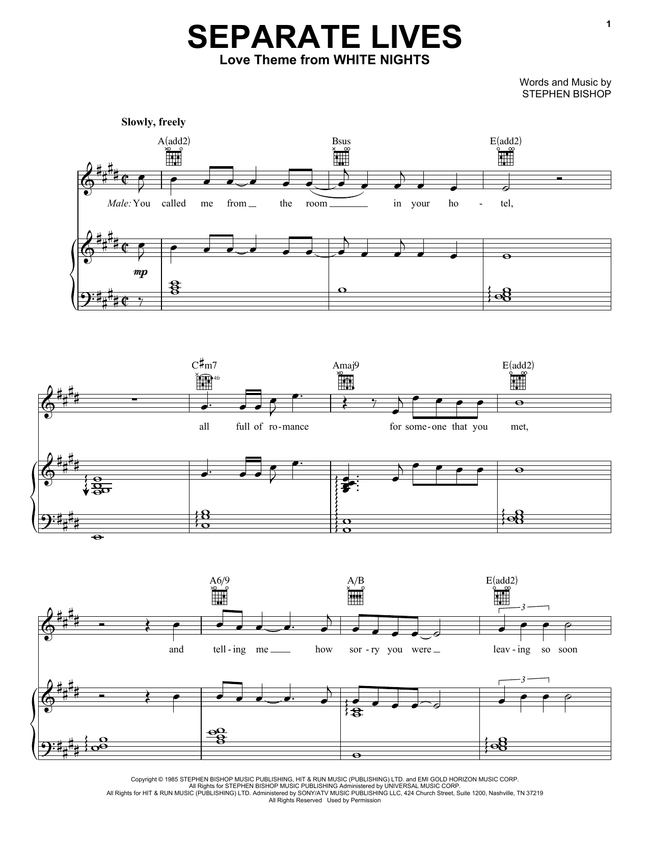 Phil Collins & Marilyn Martin Separate Lives sheet music notes and chords. Download Printable PDF.