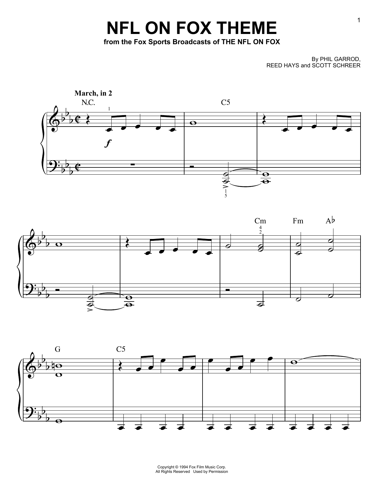 Scott Schreer Nfl On Fox Theme Song Phil Garrod, Reed Hayes and Scott Schreer "NFL On Fox Theme" Sheet