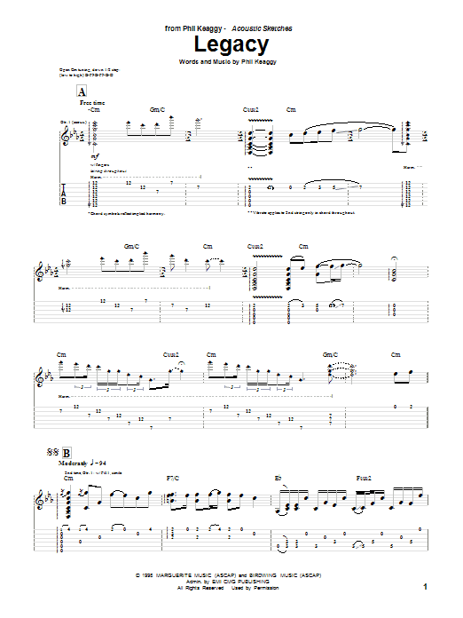 Phil Keaggy Legacy sheet music notes and chords. Download Printable PDF.