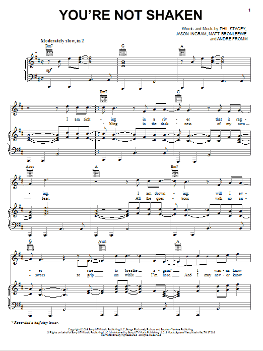Learn to play Phil Stacey You're Not Shaken sheet music for Piano, Vocal & Guitar (Right-Hand Melody) in minutes. Phil Stacey You're Not Shaken sheet music notes and chords. Download Printable PDF.