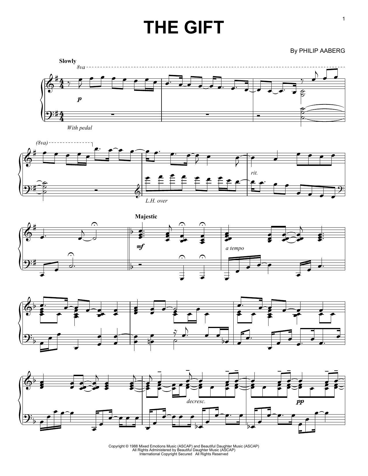 Philip Aaberg The Gift sheet music notes and chords. Download Printable PDF.