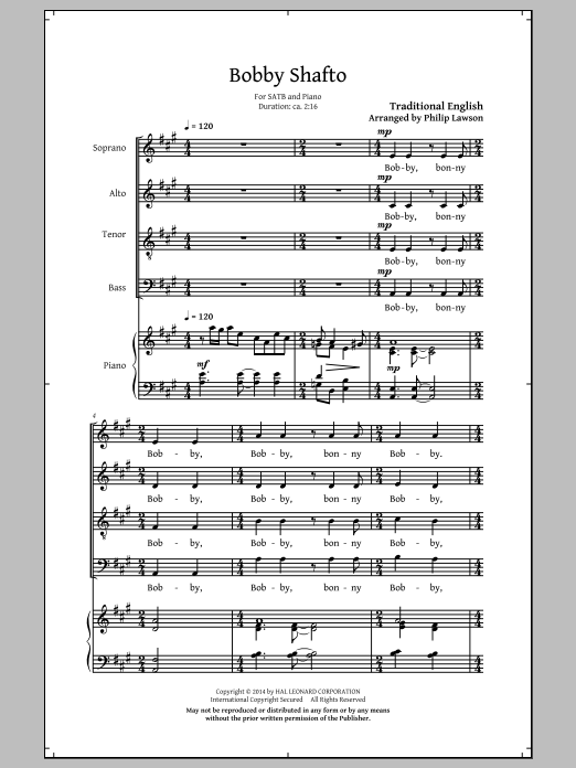 Philip Lawson Bobby Shafto sheet music notes and chords. Download Printable PDF.