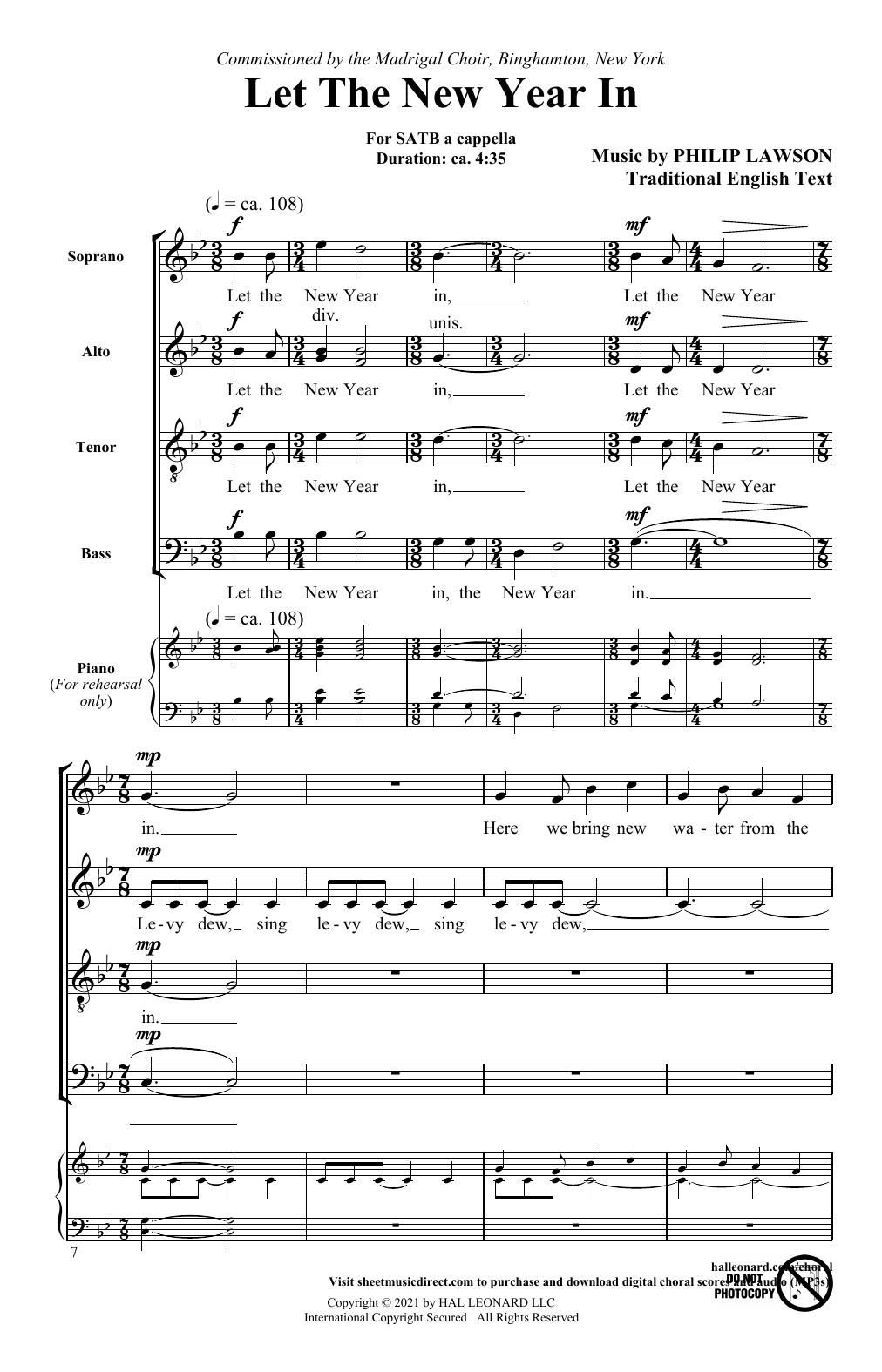 Learn to play Philip Lawson Let The New Year In sheet music for SATB Choir in minutes. Price: 3.9900$ Philip Lawson Let The New Year In sheet music notes and chords arranged for SATB Choir