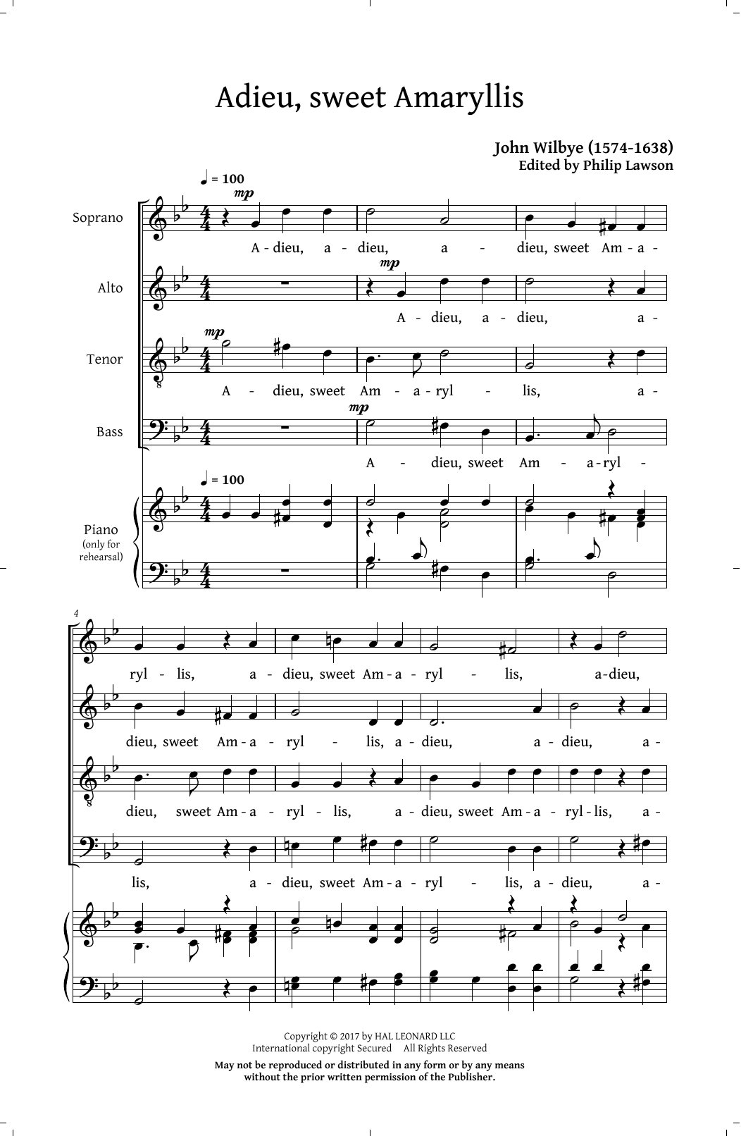 Learn to play Philip Lawson Phyllis And Amaryllis SATB Madrigal Collection sheet music for SATB Choir in minutes. Price: 4.7900$ Philip Lawson Phyllis And Amaryllis SATB Madrigal Collection sheet music notes and chords arranged for SATB Choir