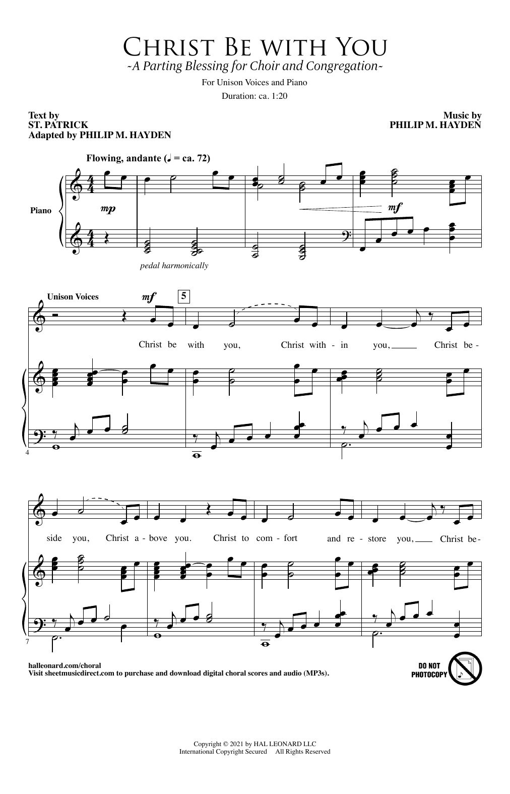 Learn to play Philip M. Hayden Christ Be With You (A Parting Blessing for Choir and Congregation) sheet music for SATB Choir in minutes. Price: 3.9900$ Philip M. Hayden Christ Be With You (A Parting Blessing for Choir and Congregation) sheet music notes and chords arranged for SATB Choir
