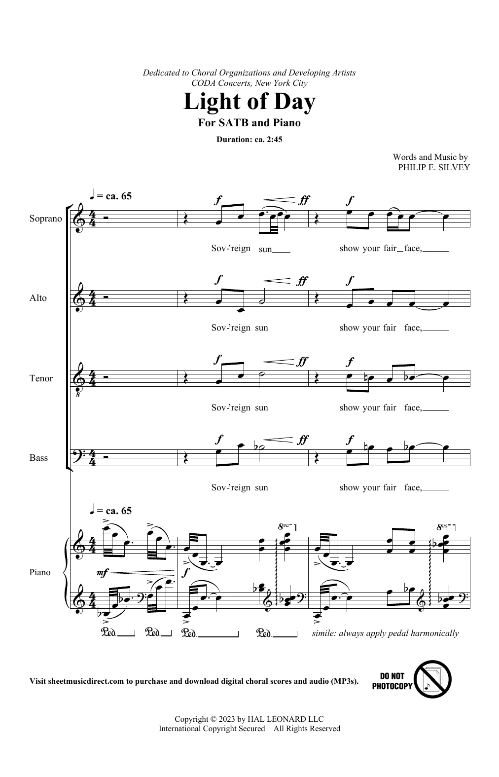 Philip Silvey Light Of Day sheet music notes and chords. Download Printable PDF.