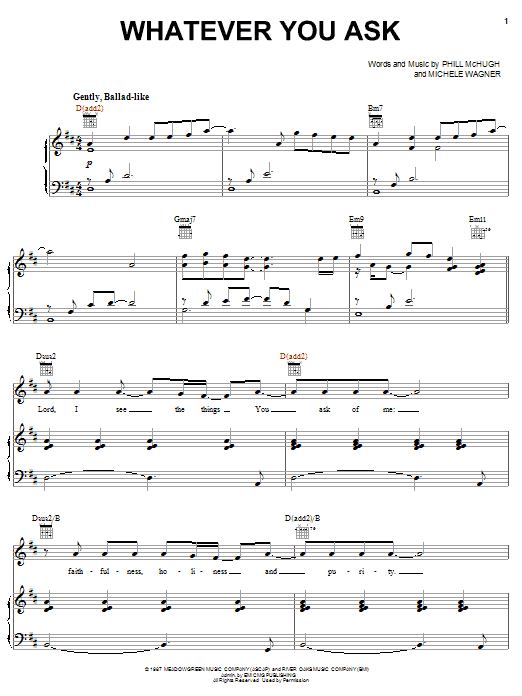 Learn to play Phill McHugh Whatever You Ask sheet music for Guitar Chords/Lyrics in minutes. Phill McHugh Whatever You Ask sheet music notes and chords. Download Printable PDF.