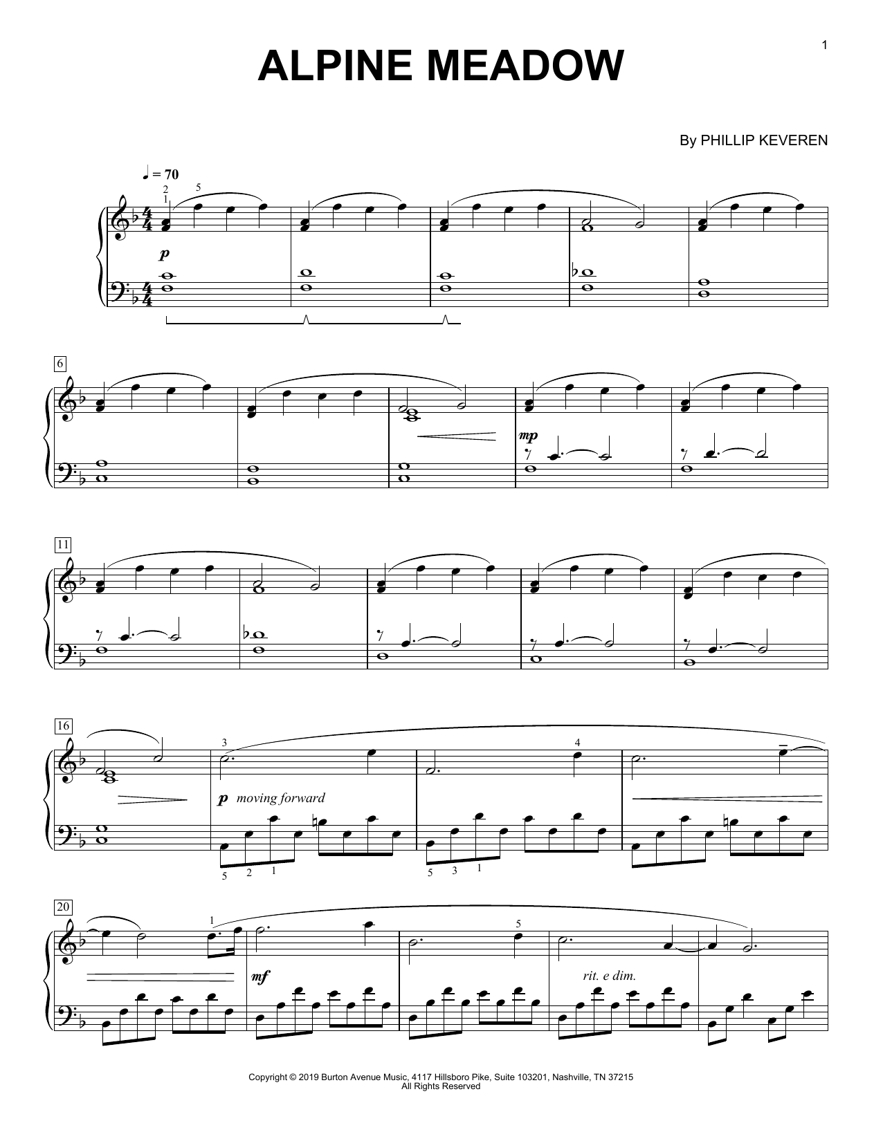 Phillip Keveren Alpine Meadow sheet music notes and chords. Download Printable PDF.