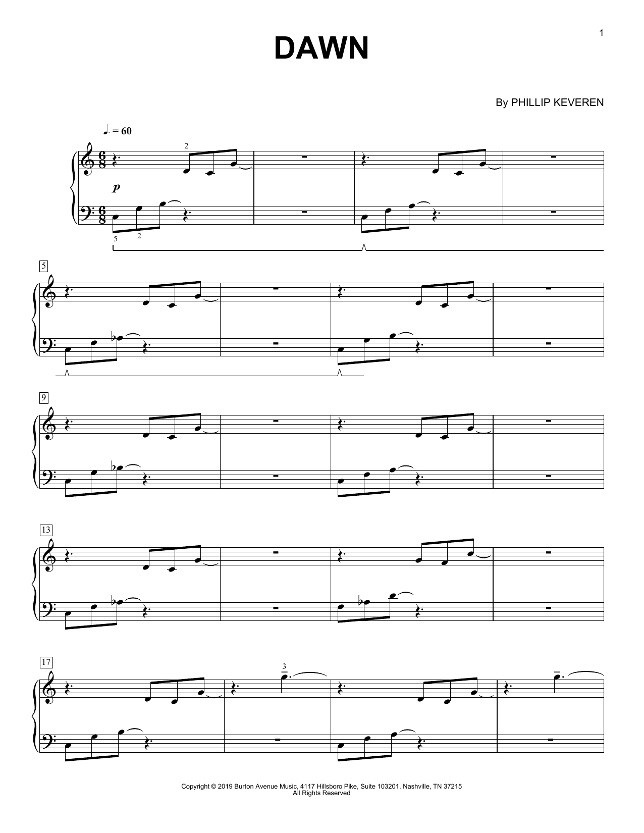 Phillip Keveren Dawn sheet music notes and chords. Download Printable PDF.