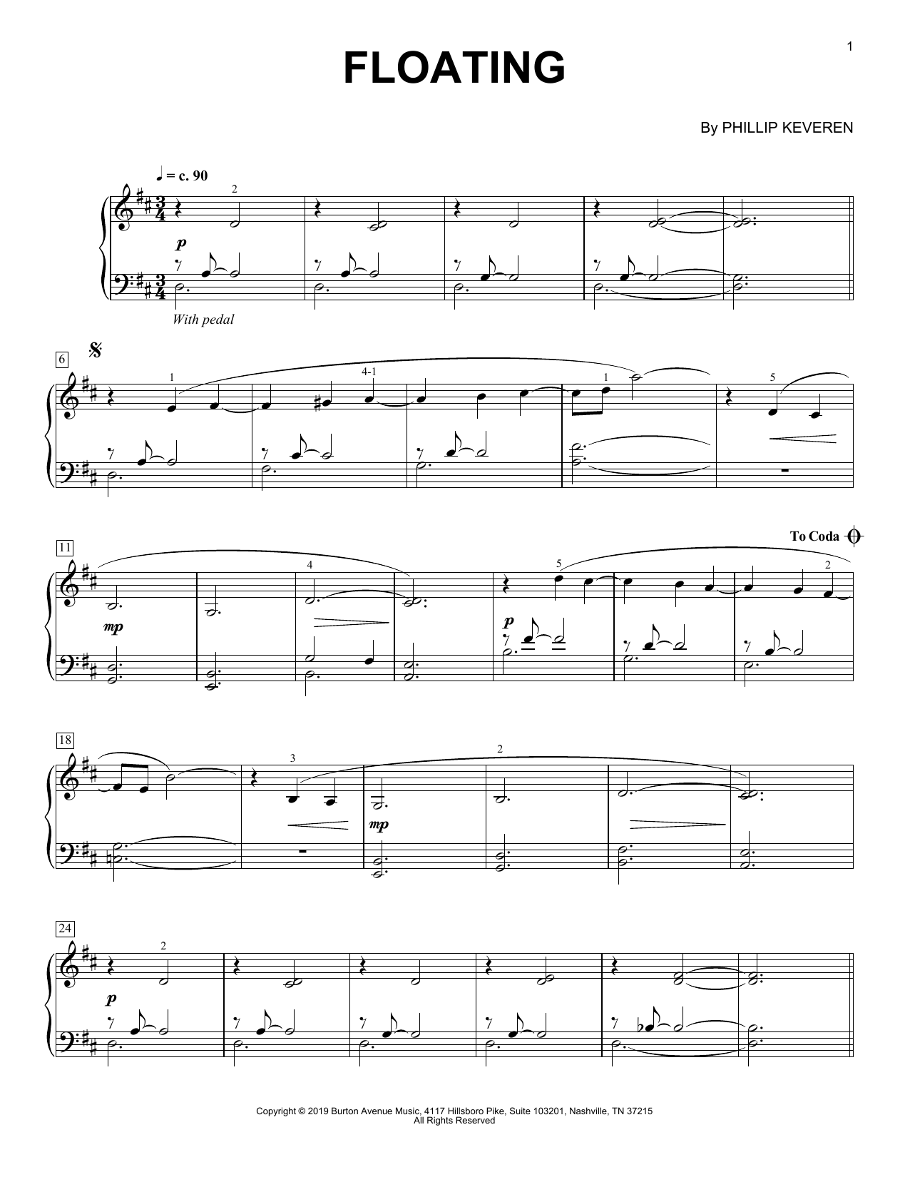 Phillip Keveren Floating sheet music notes and chords. Download Printable PDF.