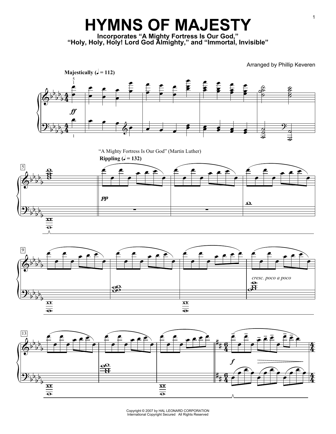 Phillip Keveren Hymns Of Majesty sheet music notes and chords. Download Printable PDF.