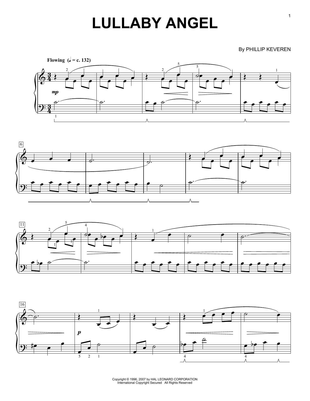 Phillip Keveren Lullaby Angel sheet music notes and chords. Download Printable PDF.