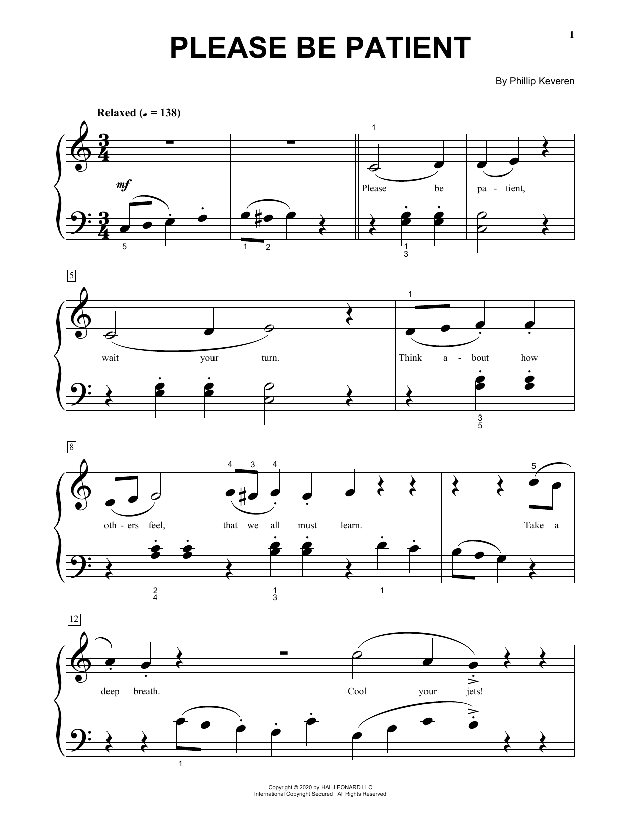 Phillip Keveren Please Be Patient sheet music notes and chords. Download Printable PDF.