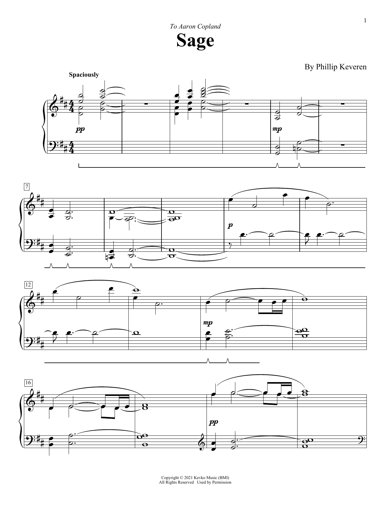 Phillip Keveren Sage sheet music notes and chords. Download Printable PDF.