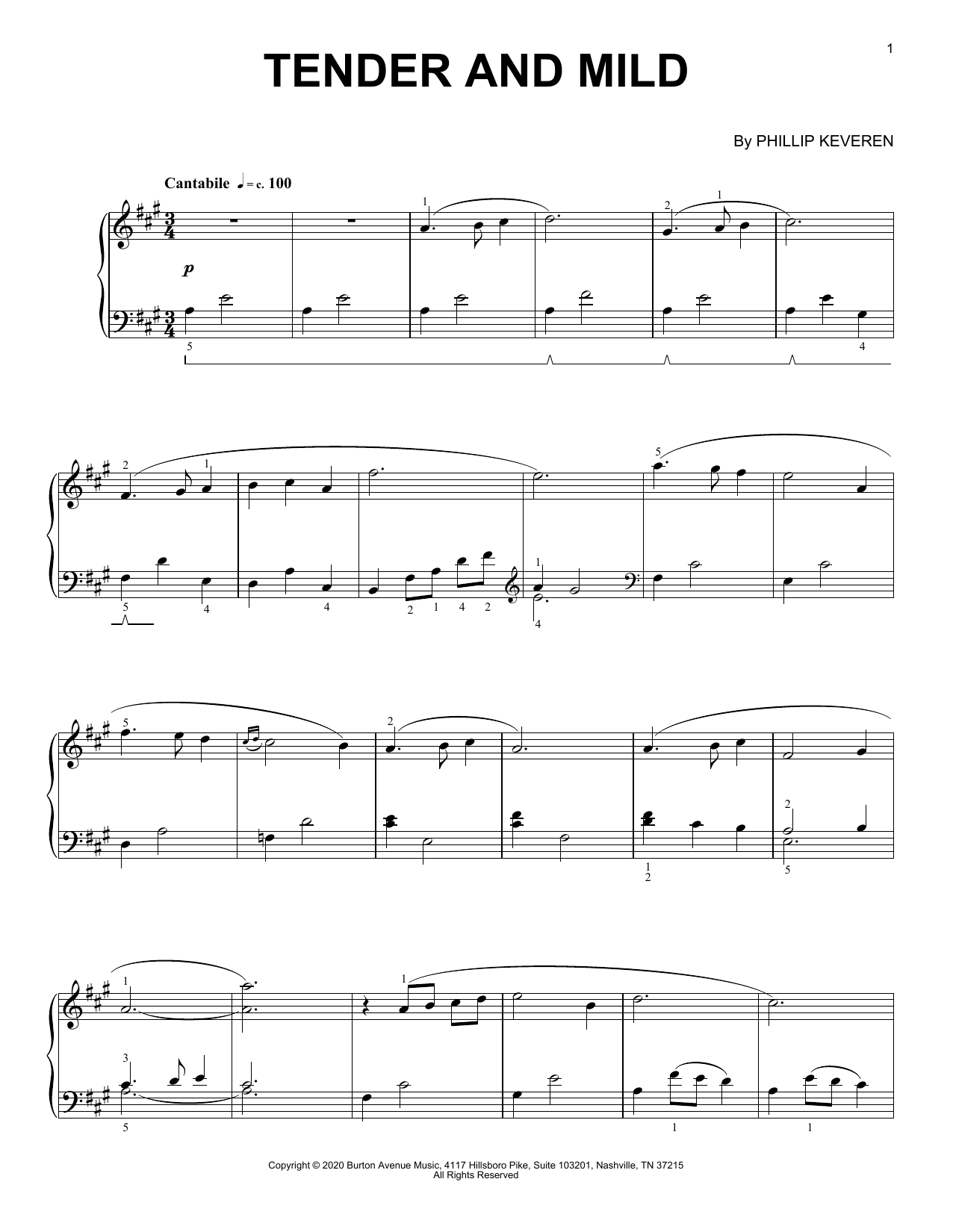 Phillip Keveren Tender And Mild sheet music notes and chords. Download Printable PDF.