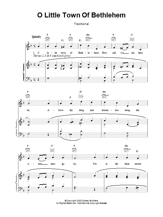 Christmas Carol O Little Town Of Bethlehem sheet music notes and chords - Download Printable PDF and start playing in minutes.