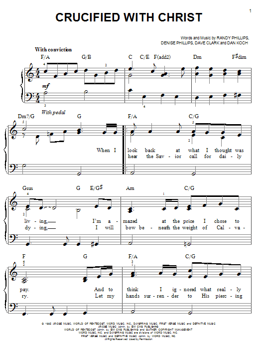Learn to play Phillips, Craig & Dean Crucified With Christ sheet music for Easy Piano in minutes. Price: 6.9900$ Phillips, Craig & Dean Crucified With Christ sheet music notes and chords arranged for Easy Piano
