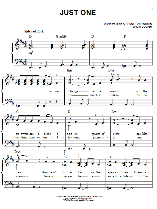 Phillips, Craig & Dean Just One sheet music notes and chords. Download Printable PDF.