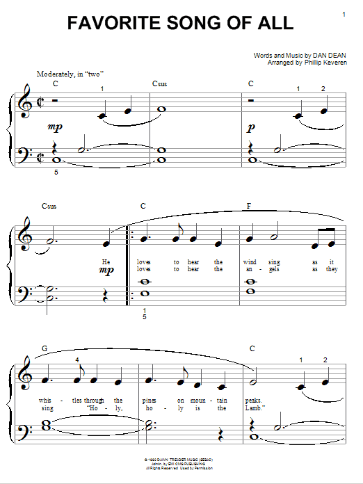 Phillips, Craig & Dean Favorite Song Of All sheet music notes and chords arranged for Big Note Piano