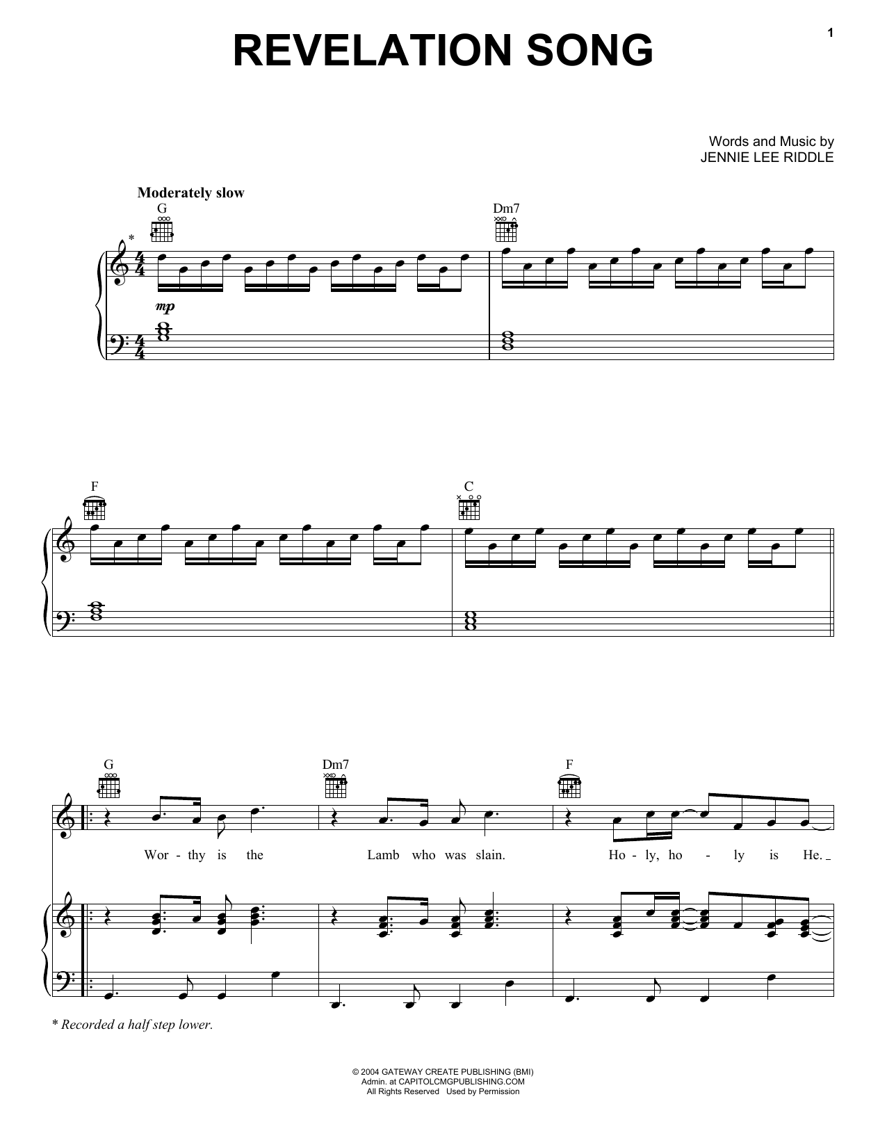 Jennie Lee Riddle Revelation Song sheet music notes and chords. Download Printable PDF.